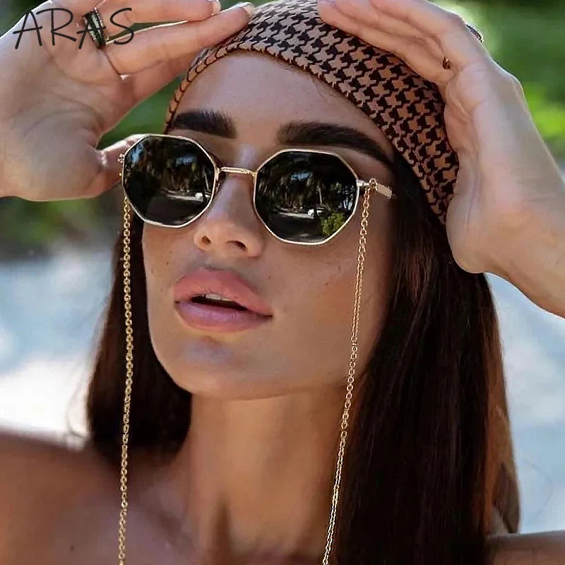 Octagonal Sunglasses for Women with Chain – UV400 Unique Fashion Sunglasses 0