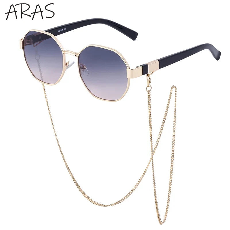 Octagonal Sunglasses for Women with Chain – UV400 Unique Fashion Sunglasses 11