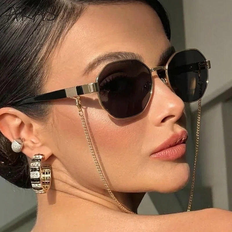 Octagonal Sunglasses for Women with Chain – UV400 Unique Fashion Sunglasses 1