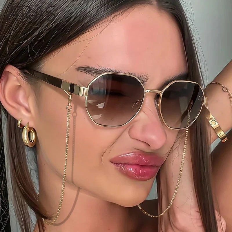 Octagonal Sunglasses for Women with Chain – UV400 Unique Fashion Sunglasses 2