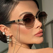Octagonal Sunglasses for Women with Chain – UV400 Unique Fashion Sunglasses 3