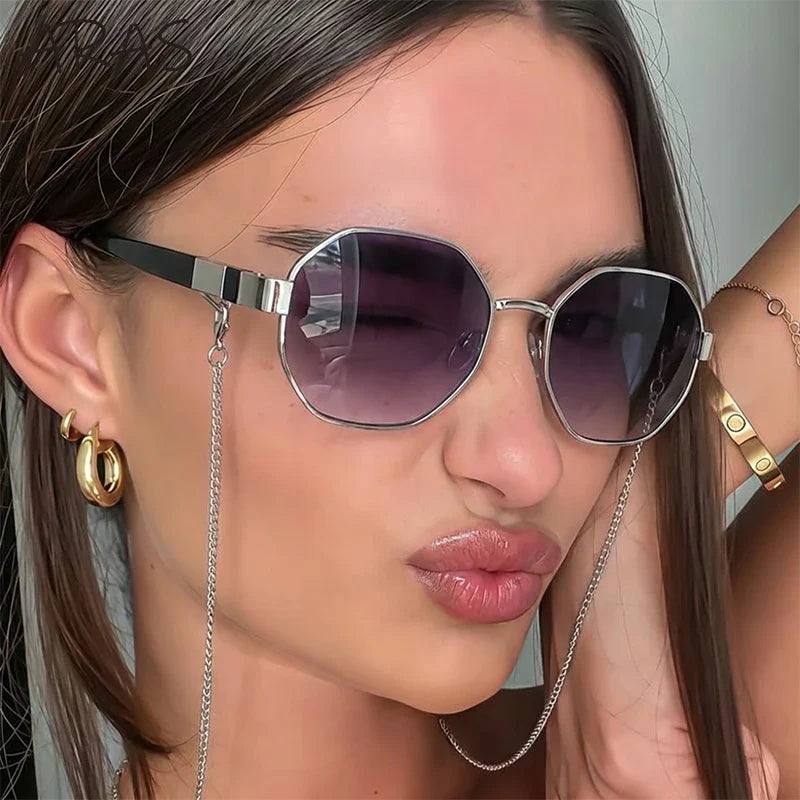 Octagonal Sunglasses for Women with Chain – UV400 Unique Fashion Sunglasses 4