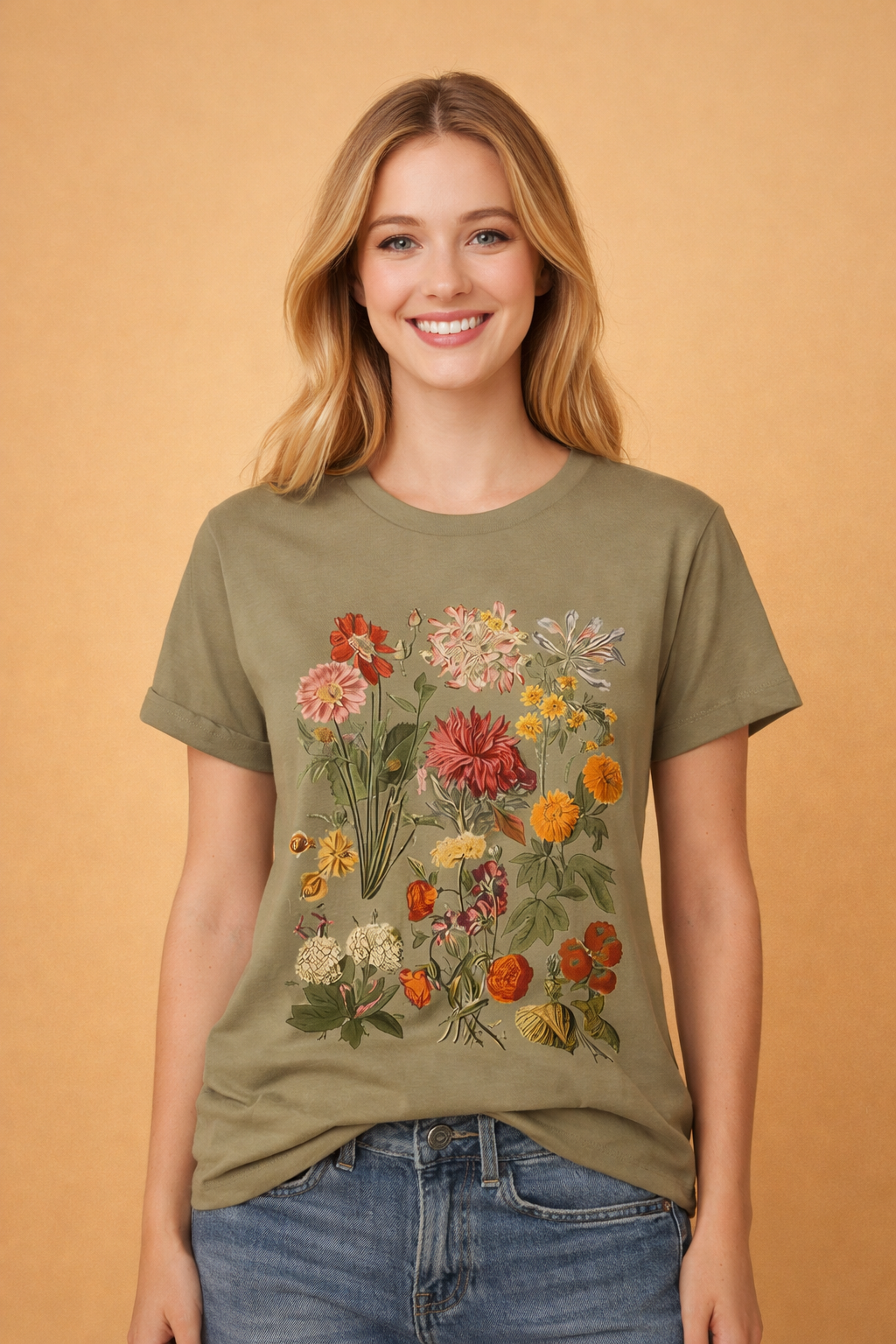 Retro Floral T-Shirt for Women – Printed Casual Tee – Luella