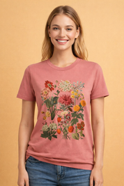 Retro Floral T-Shirt for Women – Printed Casual Tee – Luella