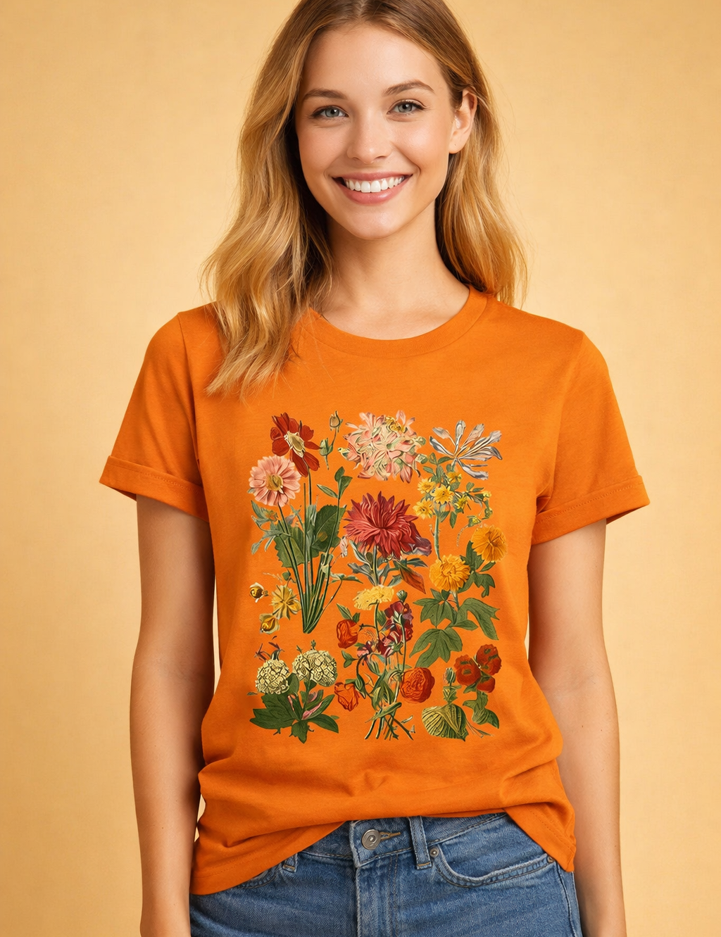 Retro Floral T-Shirt for Women – Printed Casual Tee – Luella