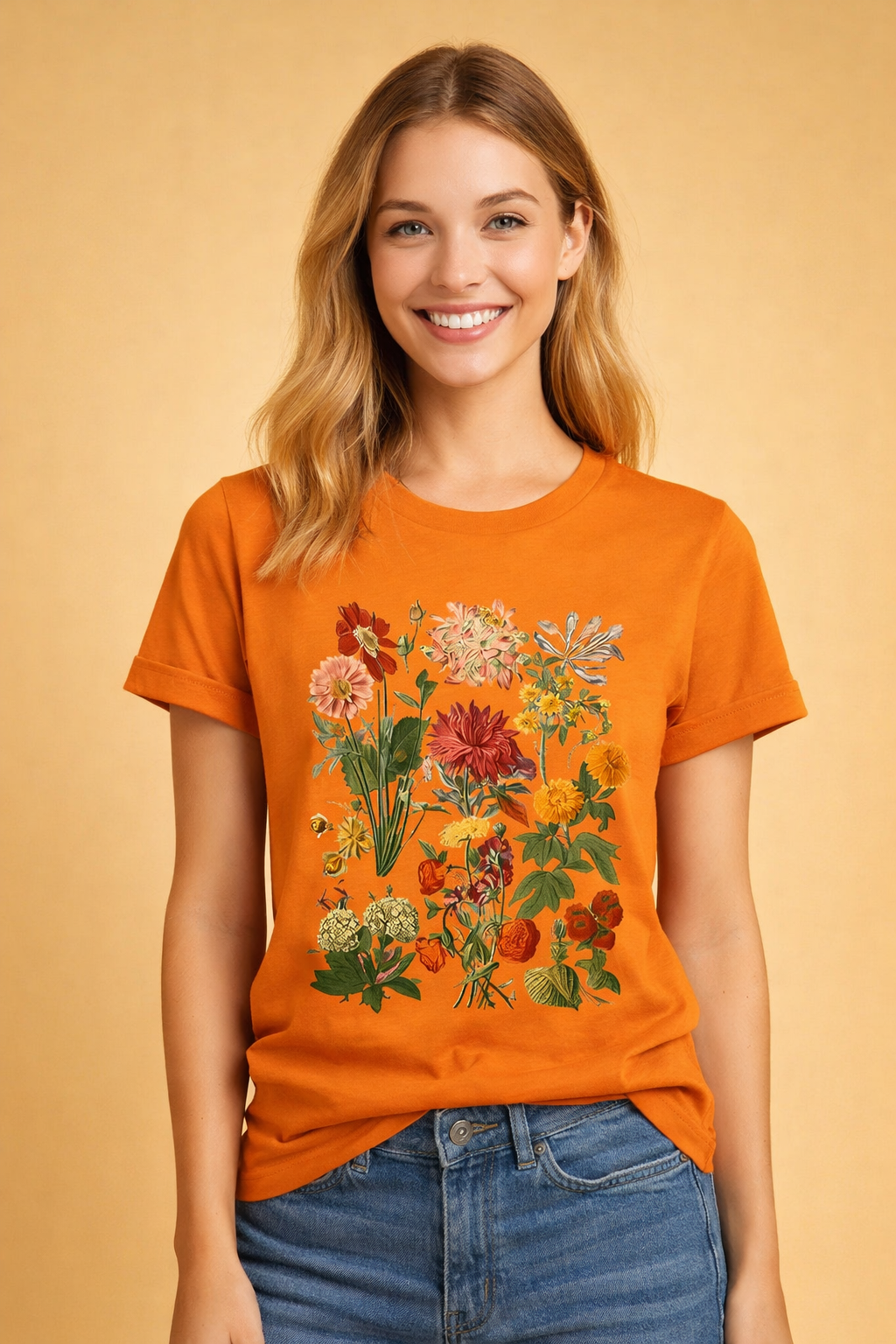 Retro Floral T-Shirt for Women – Printed Casual Tee – Luella