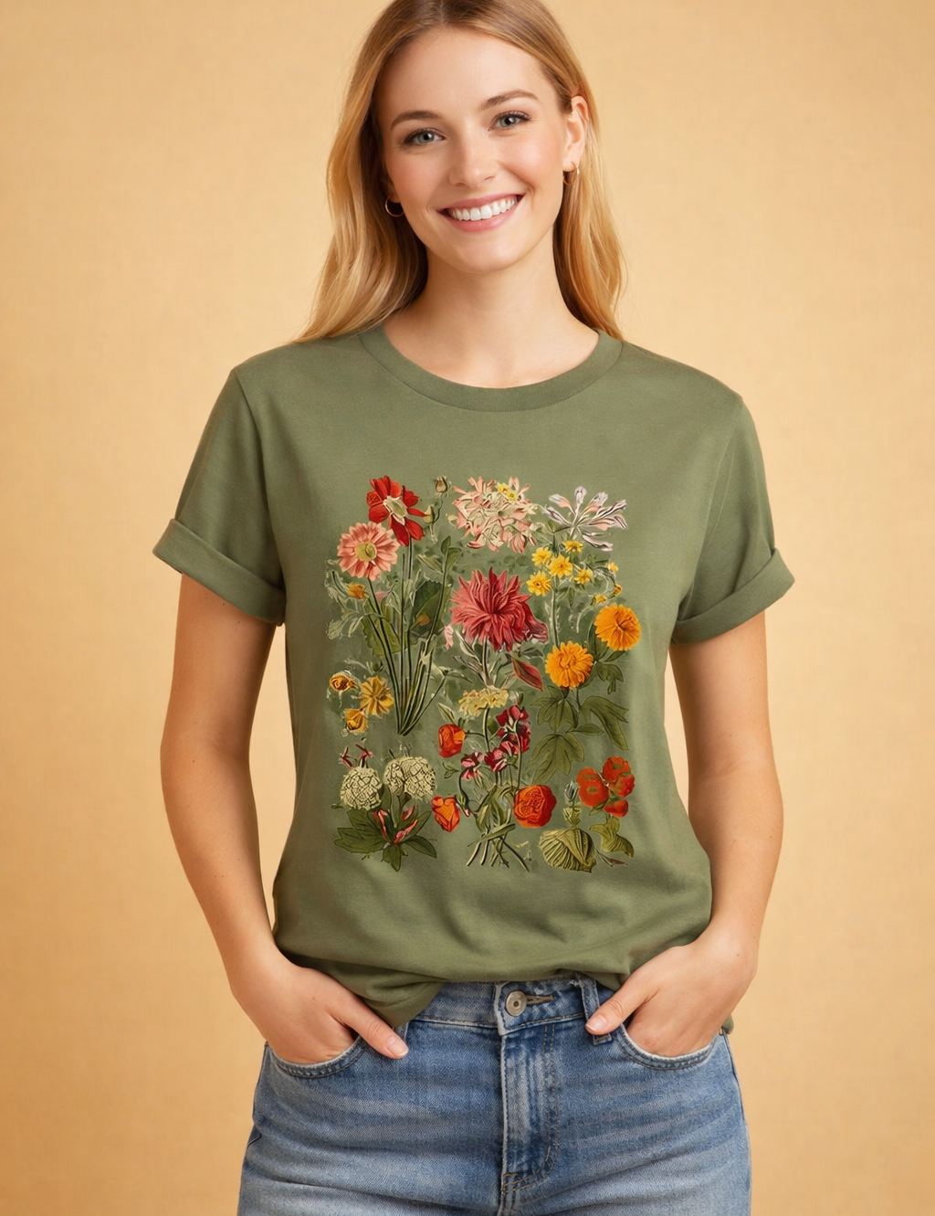 Retro Floral T-Shirt for Women – Printed Casual Tee – Luella