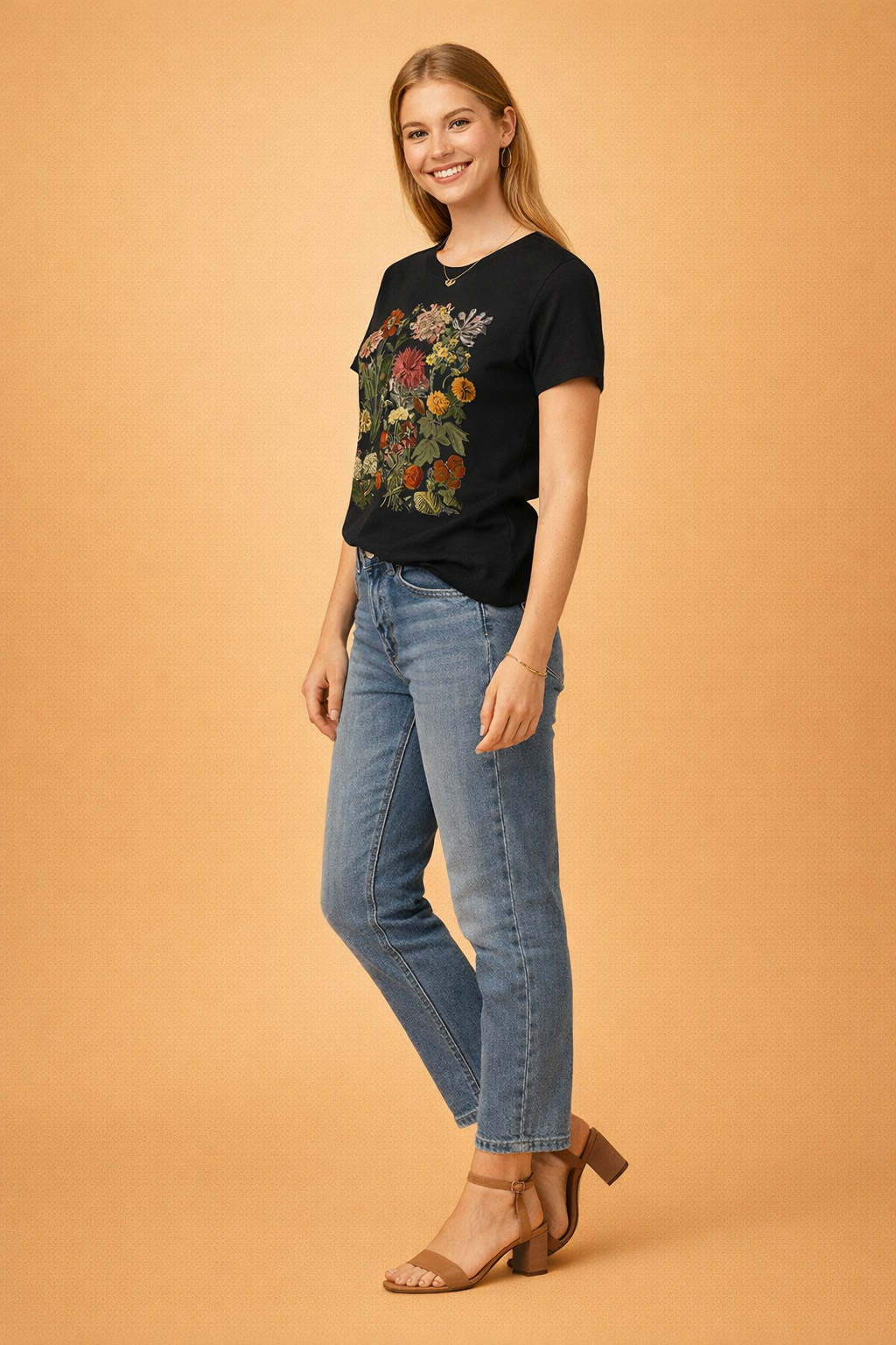 Retro Floral T-Shirt for Women – Printed Casual Tee – Luella