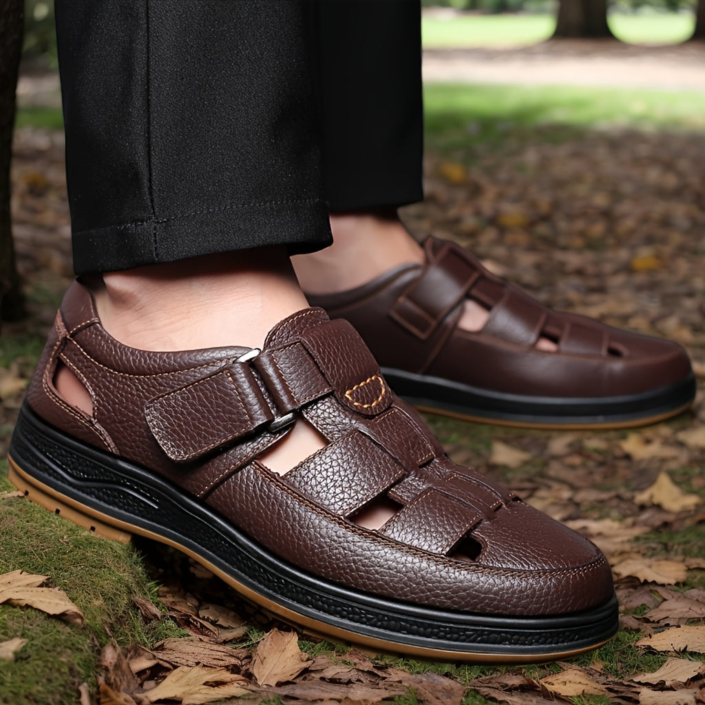 Men's Orthopedic Leather Sandals – Closed-Toe Arch Support Summer Sandals 5