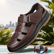 Men's Orthopedic Leather Sandals – Closed-Toe Arch Support Summer Sandals 7