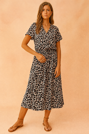 Boho Midi Dress for Women – Polka-Dot Tie-Waist Summer Dress – Eden