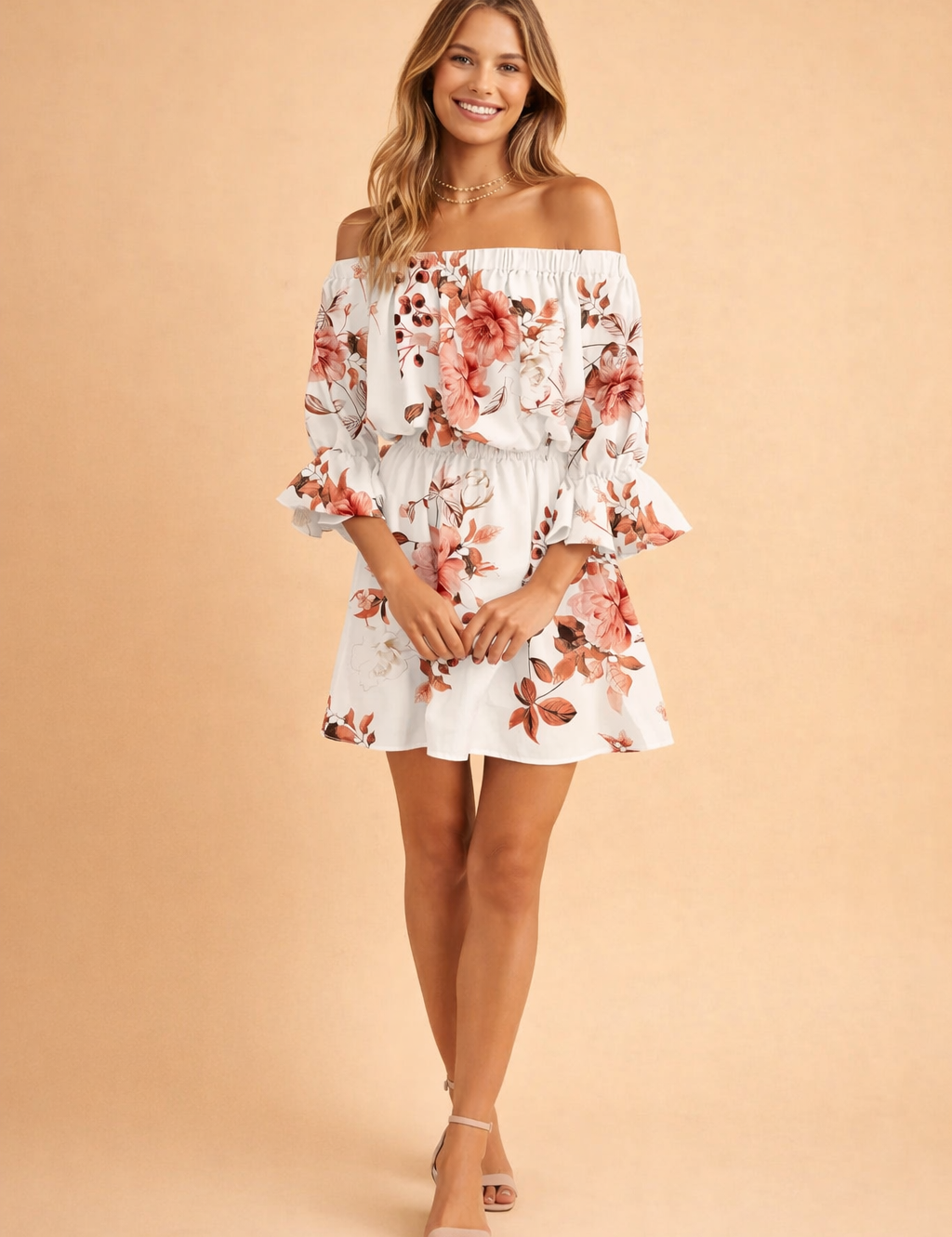 Off-Shoulder Dress for Women – Printed Summer Occasion Dress – Elsie