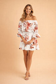 Off-Shoulder Dress for Women – Printed Summer Occasion Dress – Elsie