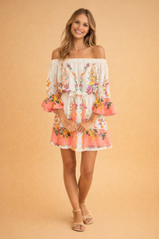 Off-Shoulder Dress for Women – Printed Summer Occasion Dress – Elsie