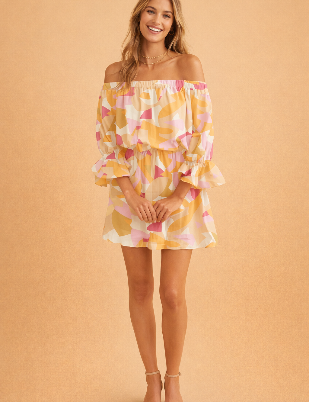 Off-Shoulder Dress for Women – Printed Summer Occasion Dress – Elsie