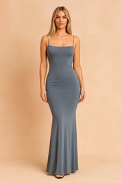 Slim Maxi Dress for Women – Fitted Minimalist Occasion Dress – Santorini