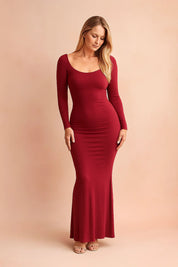 Slim Maxi Dress for Women – Fitted Minimalist Occasion Dress – Santorini