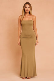 Slim Maxi Dress for Women – Fitted Minimalist Occasion Dress – Santorini