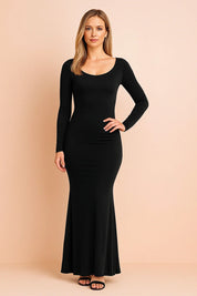 Slim Maxi Dress for Women – Fitted Minimalist Occasion Dress – Santorini
