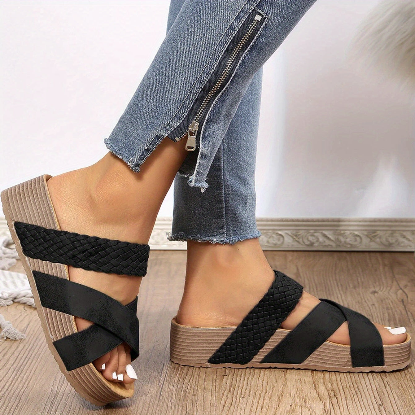 Women's Braided Sliders – Comfortable Summer Sliders – Nikoletta 1