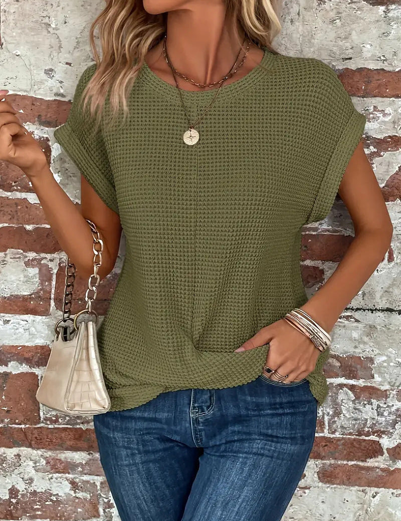 Waffle-Knit Top for Women – Relaxed-Fit Casual Twist-Front Top 3