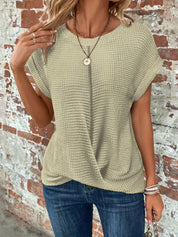 Waffle-Knit Top for Women – Relaxed-Fit Casual Twist-Front Top 6