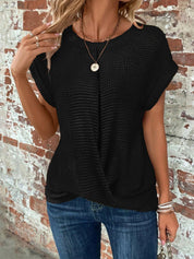 Waffle-Knit Top for Women – Relaxed-Fit Casual Twist-Front Top 8