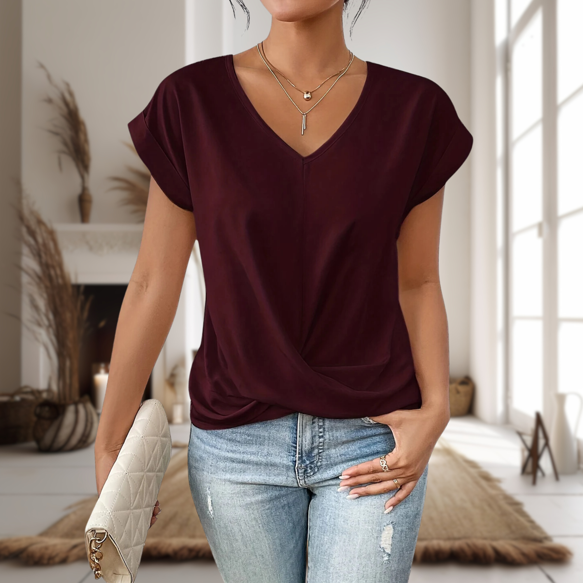 Sweetheart Neckline Top for Women – Stylish Summer Tee 0