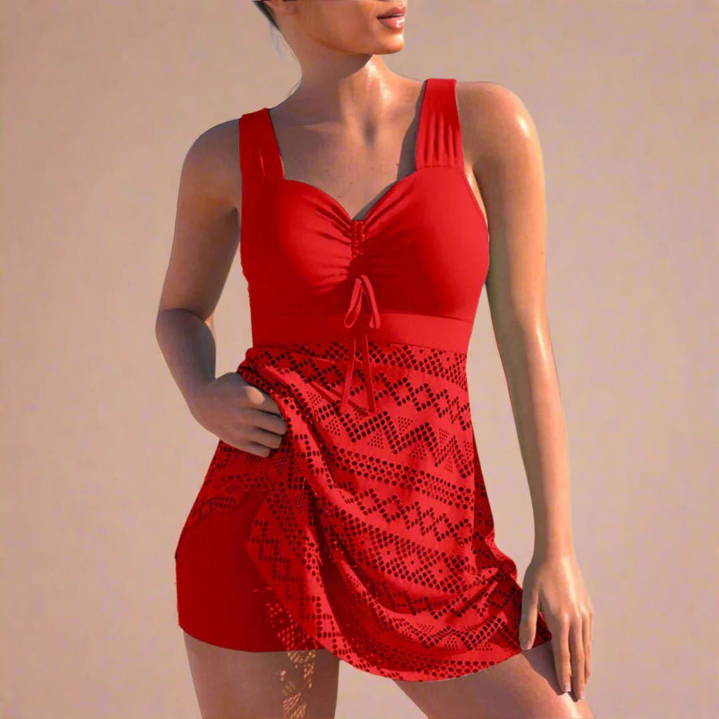 Ruched Openwork Top for Women – Stylish Wide-Strap Cami 1