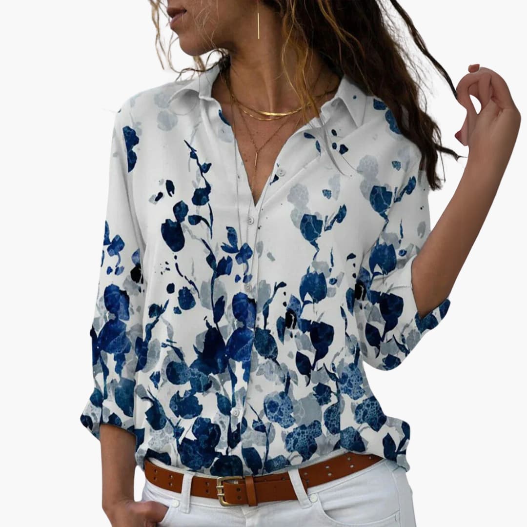 Floral Colour-Block Blouse for Women – Elegant & Comfortable Top 1