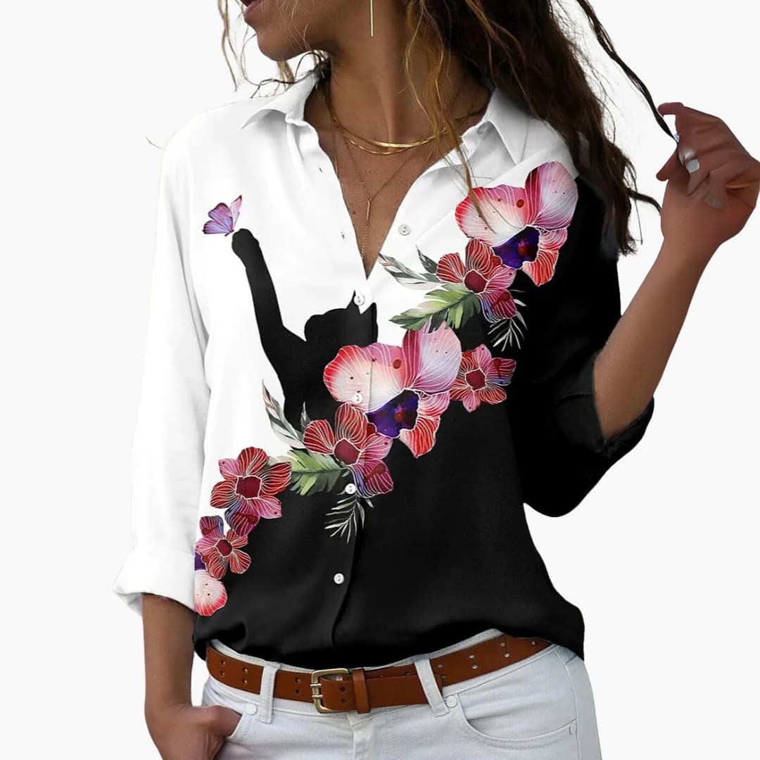 Floral Colour-Block Blouse for Women – Elegant & Comfortable Top 2