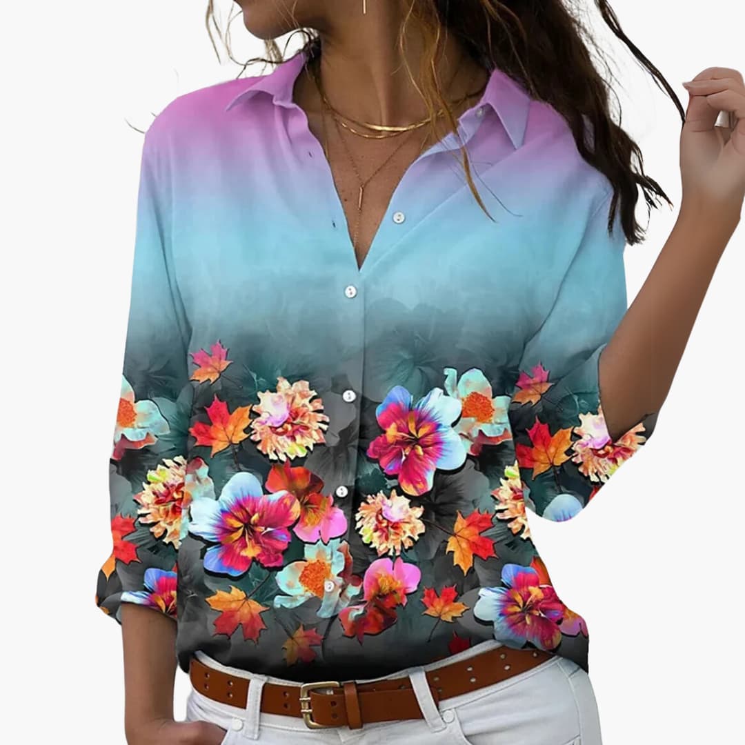Floral Colour-Block Blouse for Women – Elegant & Comfortable Top 5