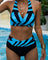 Black & White Striped Bikini for Women – Halter Bikini for Beach & Water Activities 0
