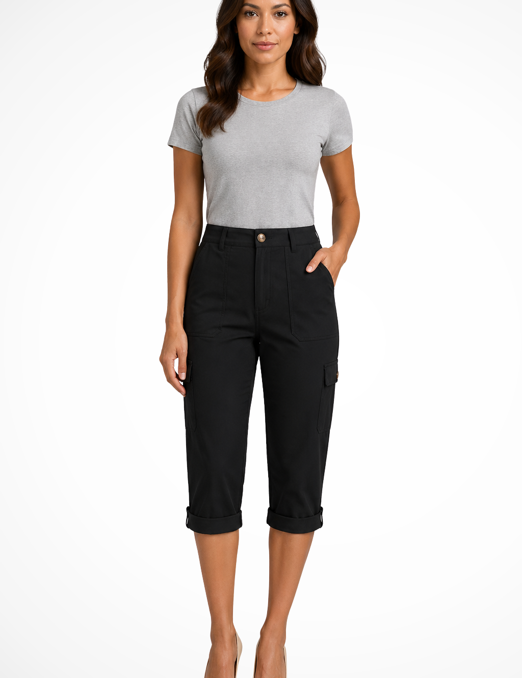 Women's Cargo Shorts with Roll-Up Hem – Functional Casual Shorts – Margot 0