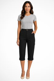 Women's Cargo Shorts with Roll-Up Hem – Functional Casual Shorts – Margot 0