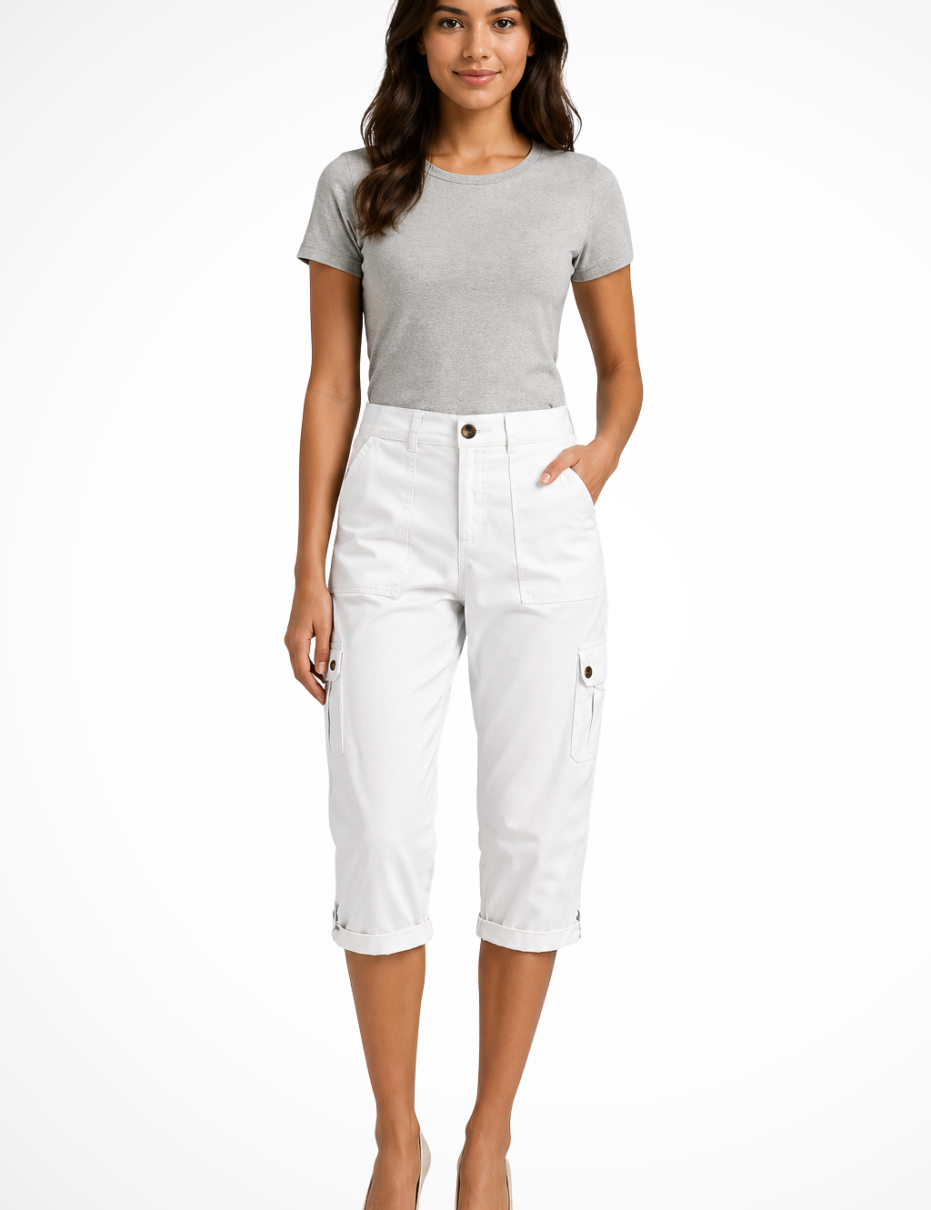 Women's Cargo Shorts with Roll-Up Hem – Functional Casual Shorts – Margot 1