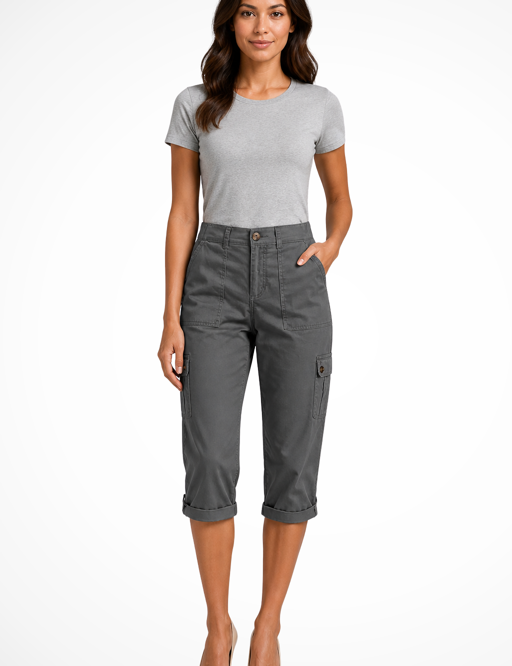 Women's Cargo Shorts with Roll-Up Hem – Functional Casual Shorts – Margot 2