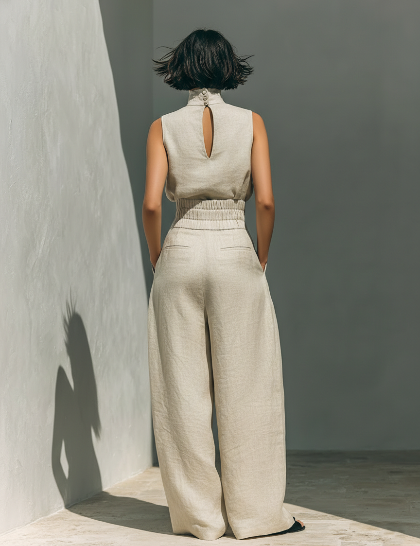 Two-Piece Set for Women – Sleeveless Top & Wide-Leg Trousers Summer Co-Ord 1