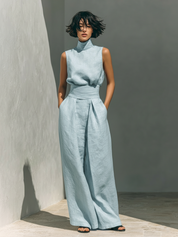 Two-Piece Set for Women – Sleeveless Top & Wide-Leg Trousers Summer Co-Ord 3