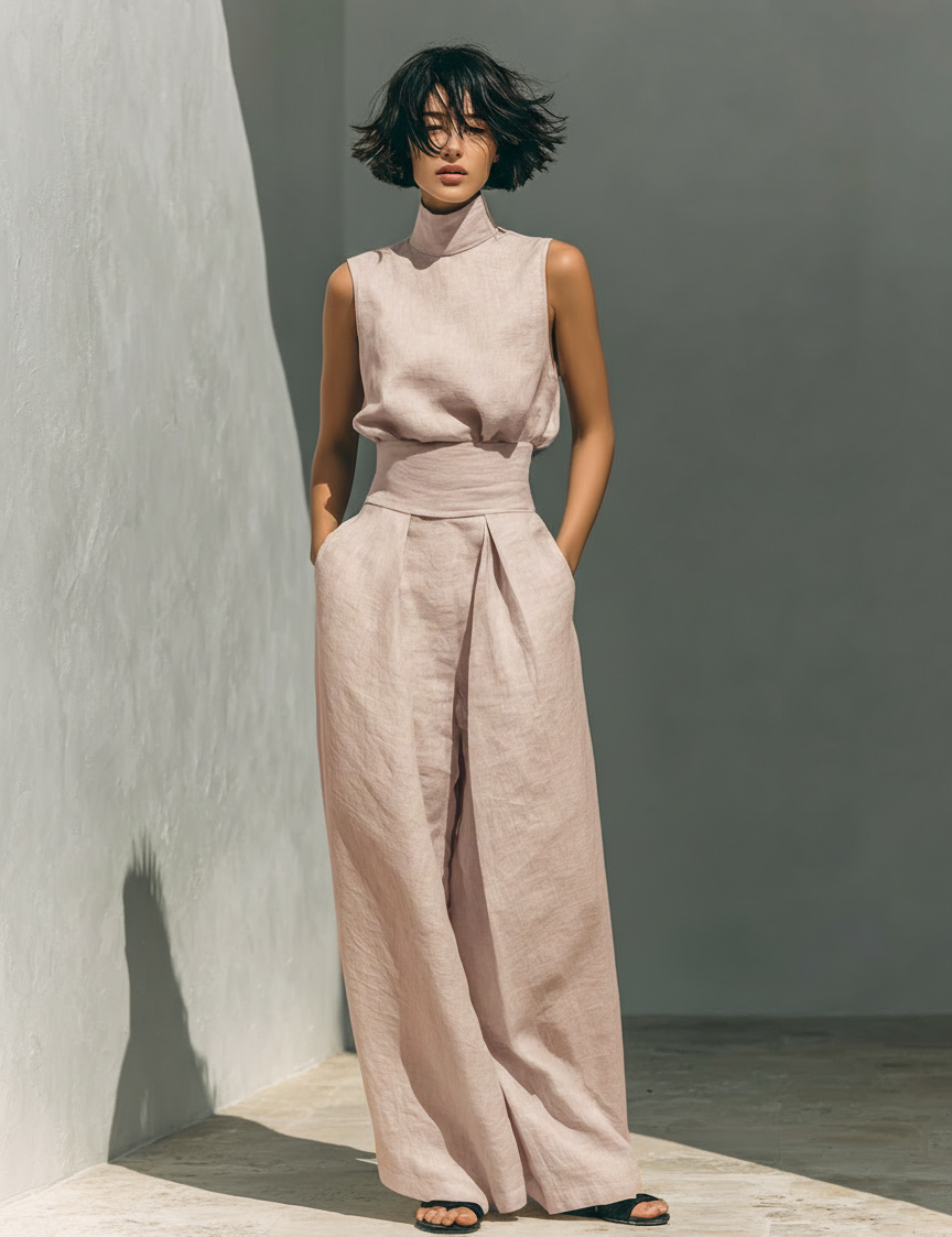 Two-Piece Set for Women – Sleeveless Top & Wide-Leg Trousers Summer Co-Ord 4