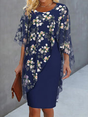 Floral Maxi Dress with Cape for Women – Wedding Guest & Summer Occasion Dress 0