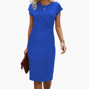Black Midi Dress for Women – Elegant Wedding Guest Dress with Round Neck & Fitted Waist 2