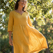 V-Neck Midi Dress with 3/4 Sleeves & Pockets – Wedding Guest Summer Dress 1