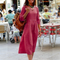 V-Neck Midi Dress with 3/4 Sleeves & Pockets – Wedding Guest Summer Dress 9