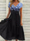Floral Cocktail Midi Dress for Women – V-Neck Wedding Guest Dress with Floaty Skirt 0