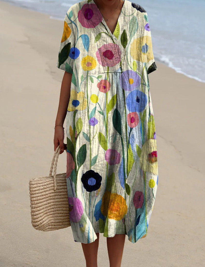 Floral Summer Dress for Women – V-Neck Relaxed Dress for Warm Days 4