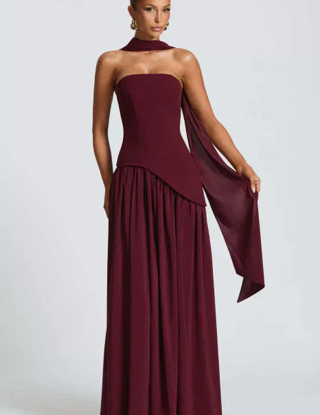 Strapless Maxi Dress for Women – Elegant Wedding Guest & Evening Dress 0