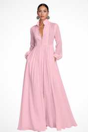 Long-Sleeve Maxi Dress for Women – Wedding Guest Dress with Pockets, Elegant & Floaty 4