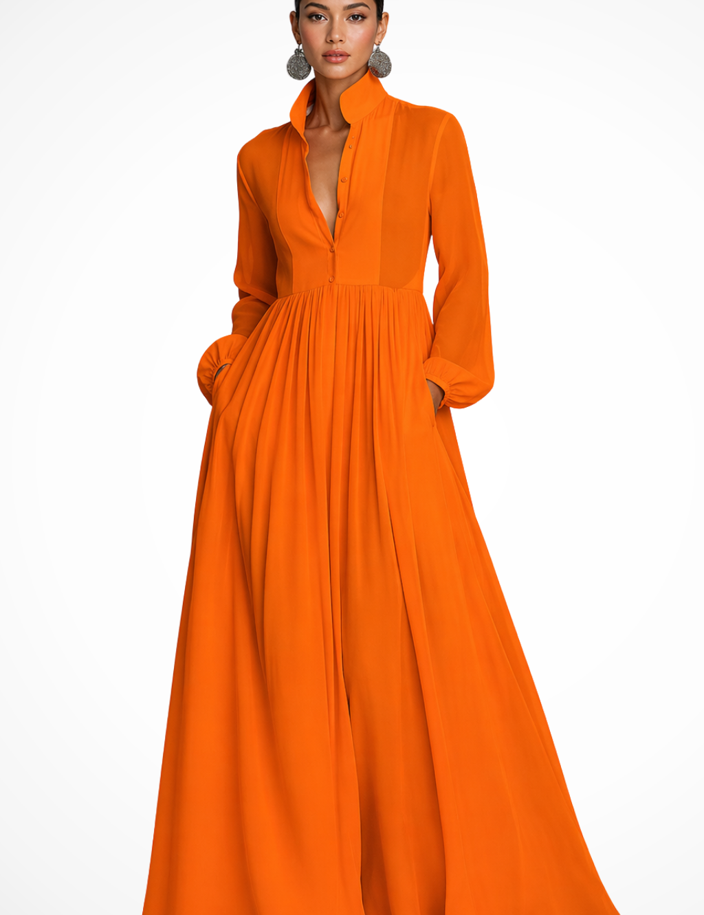 Long-Sleeve Maxi Dress for Women – Wedding Guest Dress with Pockets, Elegant & Floaty 5