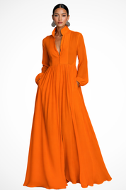 Long-Sleeve Maxi Dress for Women – Wedding Guest Dress with Pockets, Elegant & Floaty 5